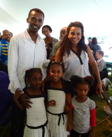 Ethiopian star Markos Geneti with his family who he hadn't seen since April